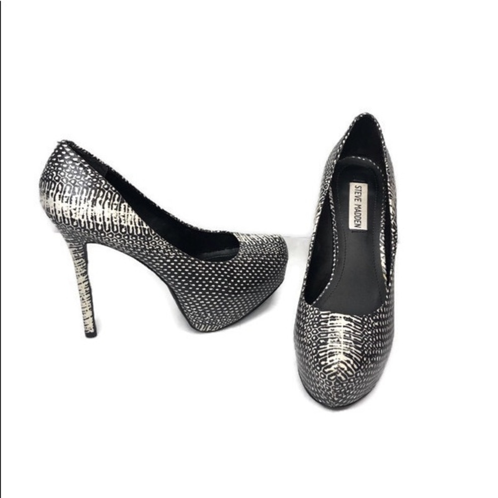 Steve Madden black white Nala platform pumps 8.5